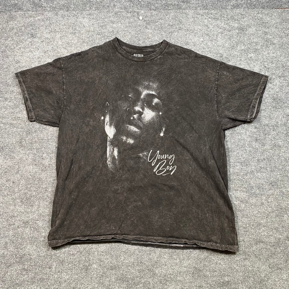 Never Broke Again NBA YoungBoy Graphic Tee Charcoal Mineral Wash Mens XL